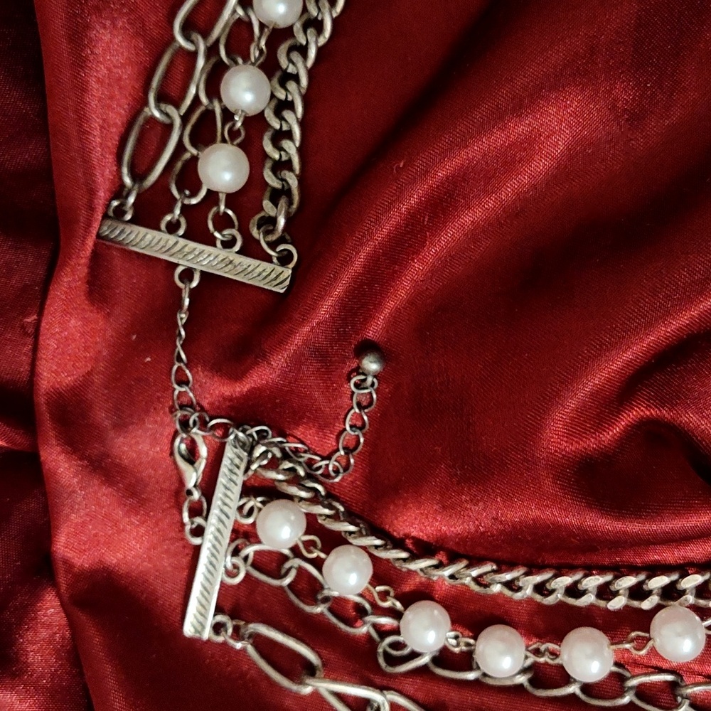 Bold Yet Delicate Statement, Silver Tone Metal & … - image 3